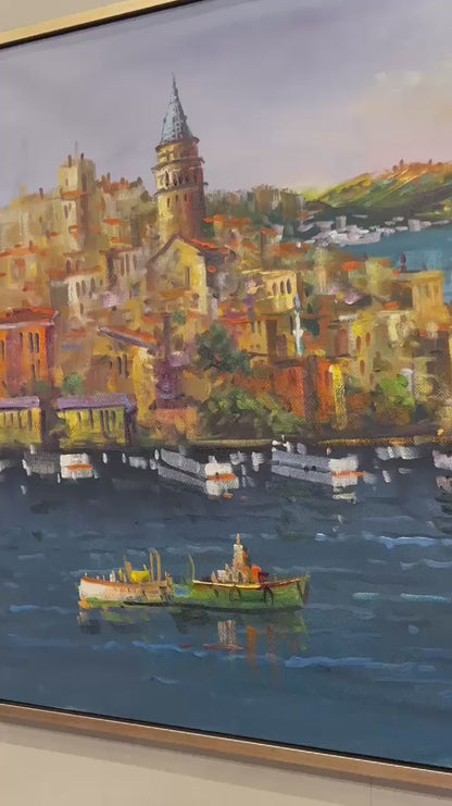 Boğazın Galata Köprüsü Yağlı Boya Tablosu