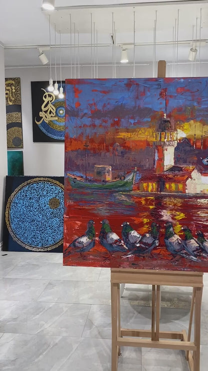 Kule Aşıkları Yağlı Boya Tablosu