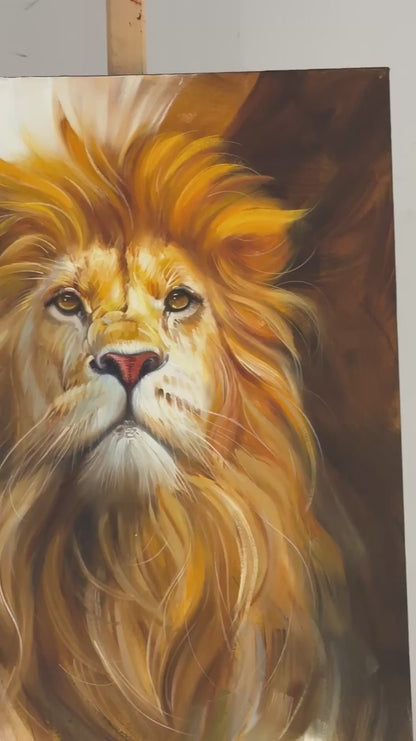 Aslanın Asaleti Yağlı Boya Tablosu