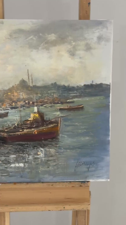 Boğazda Işık Yağlı Boya Tablosu