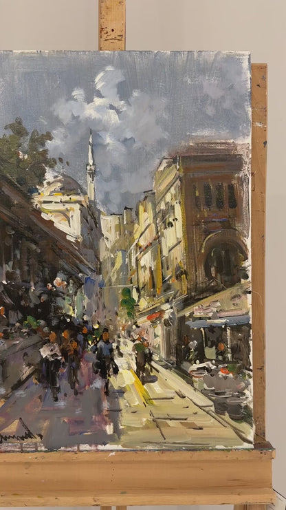 Taşlı Yollarda Gezinti Yağlı Boya Tablosu