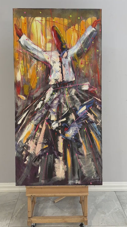 Semazen Özde Buluşma Yağlı Boya Tablosu