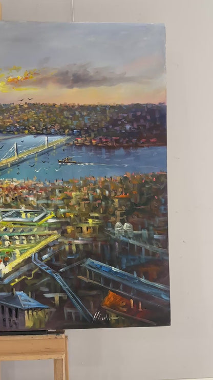 Haliç'ten Süleymaniye Cami Yağlı Boya Tablosu