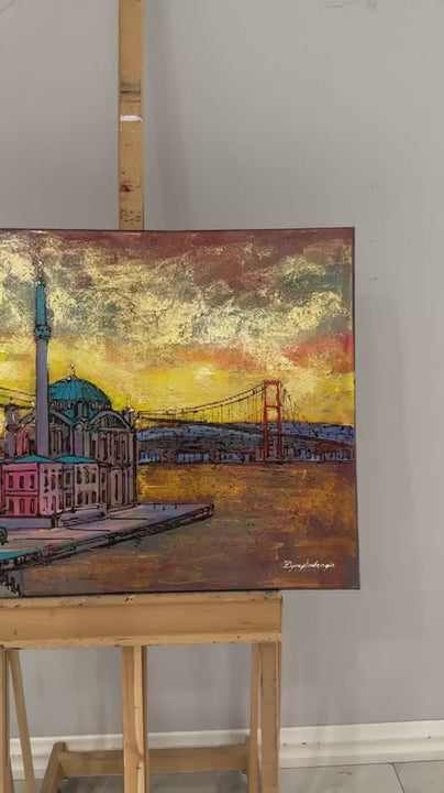 Akşamüstü Ortaköy Cami Yağlı Boya Tablosu