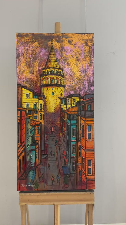 Galata'nın Sessiz Gözcüsü Yağlı Boya Tablosu