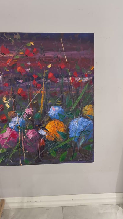 Göğe Bakan Çiçekler Yağlı Boya Tablosu