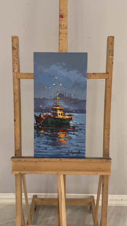 Boğazda Seher Vakti Yağlı Boya Tablosu