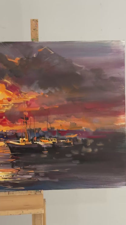 Güneş Haliç’e İnerken Yağlı Boya Tablosu