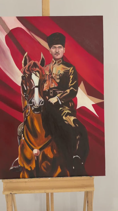 Atatürk'ün Vatan Sevgisi Yağlı Boya Tablosu