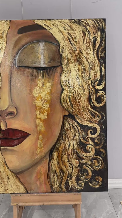 Altın Göz Yaşları Yağlı Boya Tablosu