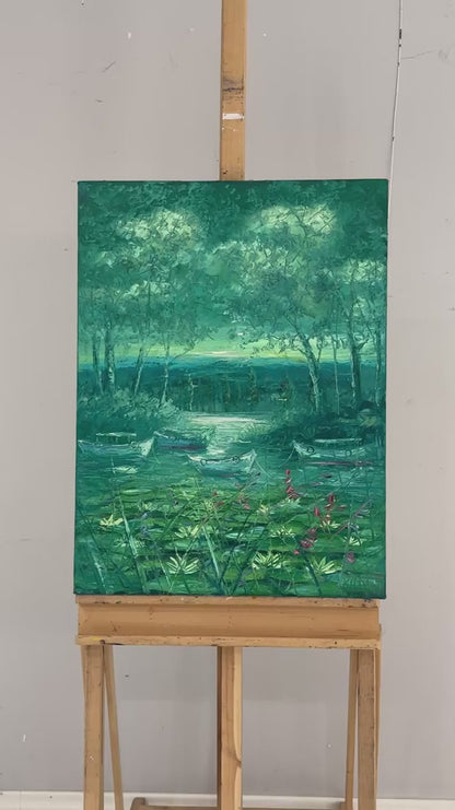 Doğanın Yansıması Nilüferler Yağlı Boya Tablosu