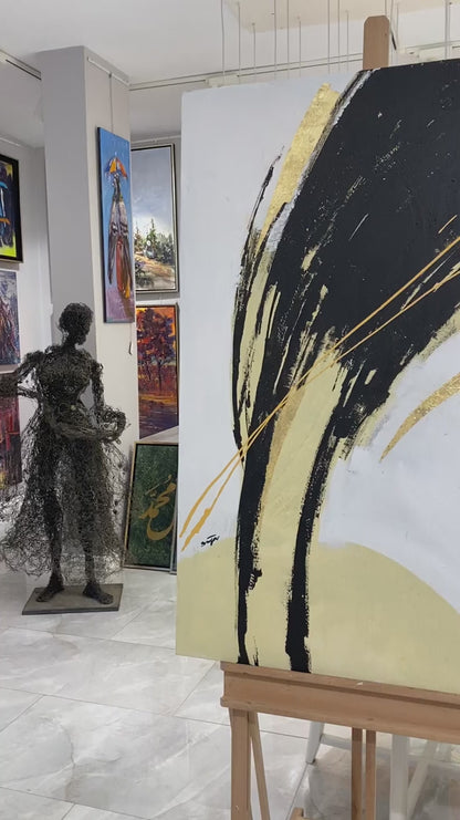 Soyuta Modern Siyah Yağlı Boya Tablosu