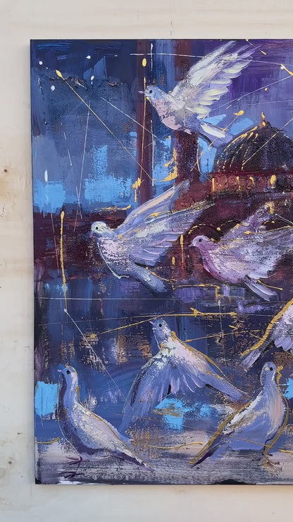Kuşların Ayasofya Dansı Yağlı Boya Tablosu