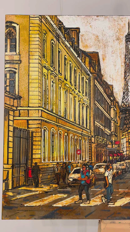 Paris'de Cadde Işıkları Yağlı Boya Tablosu