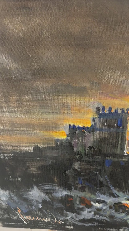 Kıyıda Sessizlik Yağlı Boya Tablosu