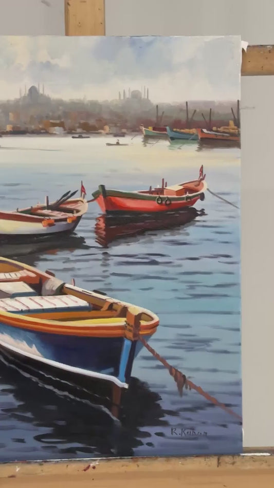 Sulara Düşen Işık Yağlı Boya Tablosu