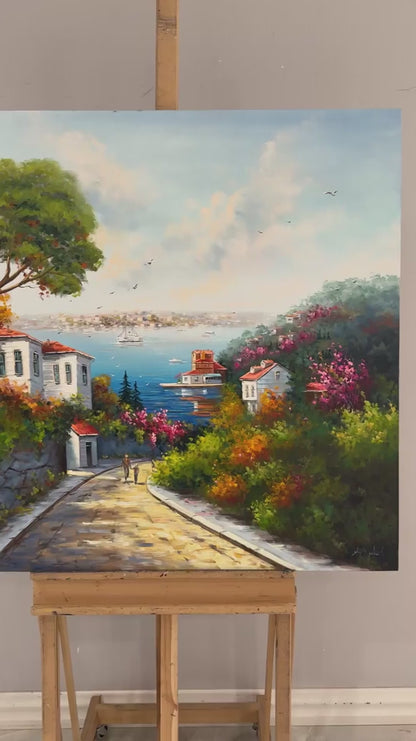 İstanbul’a İnilen Sokak Yağlı Boya Tablosu