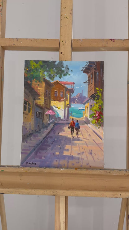 Boğazın Sokakları Yağlı Boya Tablosu