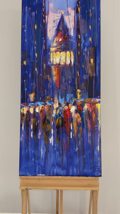 Galata Kulesi'nin Gecesi Yağlı Boya Tablosu