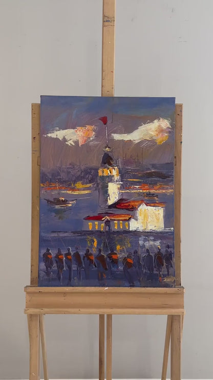 Kız Kulesi Senfonisi Yağlı Boya Tablosu