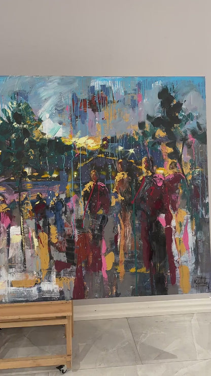 Ortaköy'de Kalabalıklar Yağlı Boya Tablosu