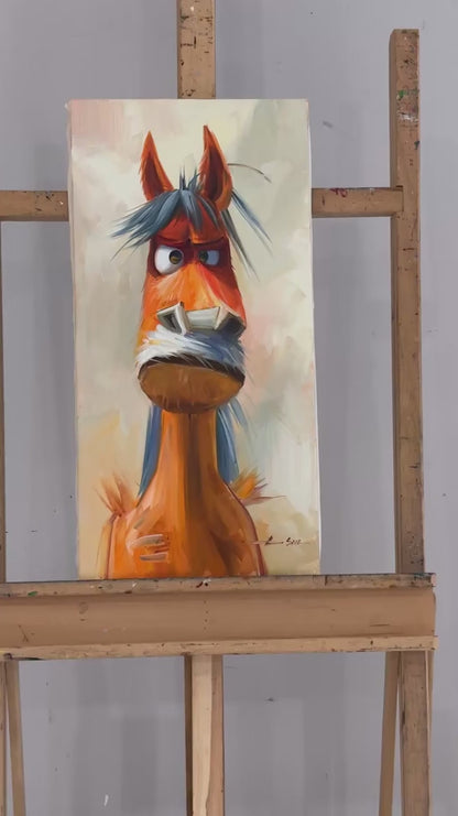 Huysuz At Yağlı Boya Tablosu