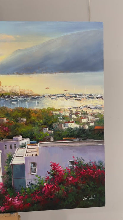 Gün Batarken Bodrum Kalesi Yağlı Boya Tablosu