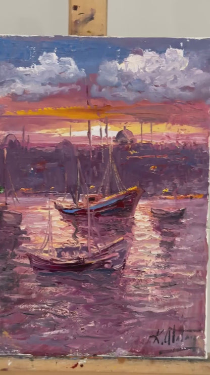 Boğazda Bir An Yağlı Boya Tablosu