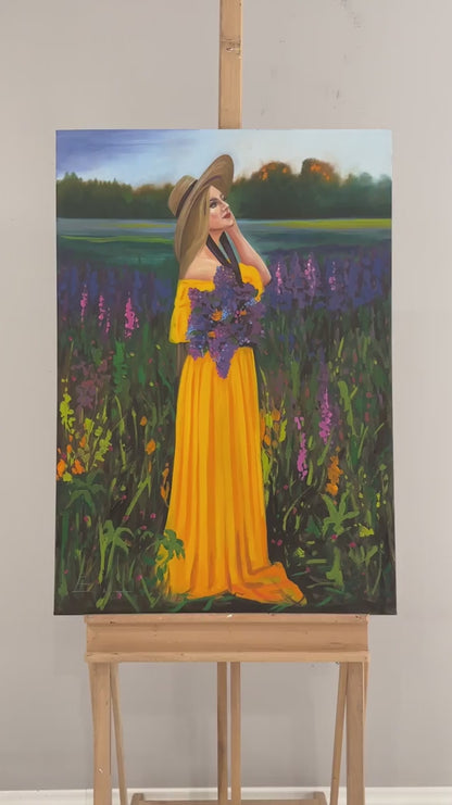 Bahçede Kadın Yağlı Boya Tablosu