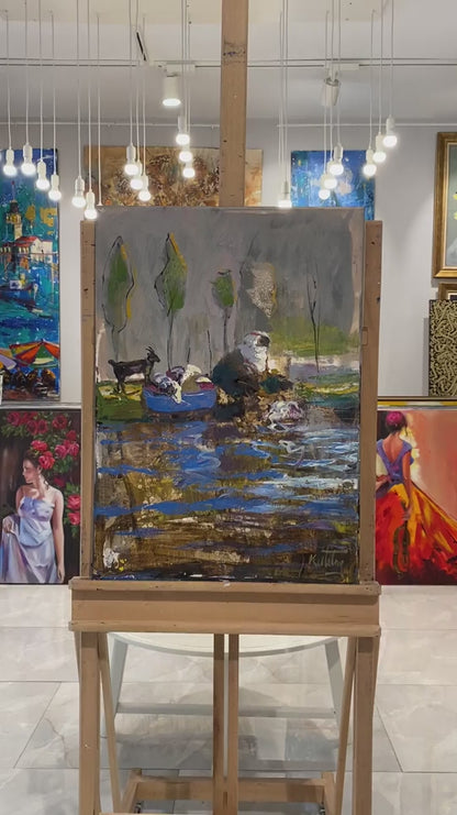 Dere Kenarında Yağlı Boya Tablosu