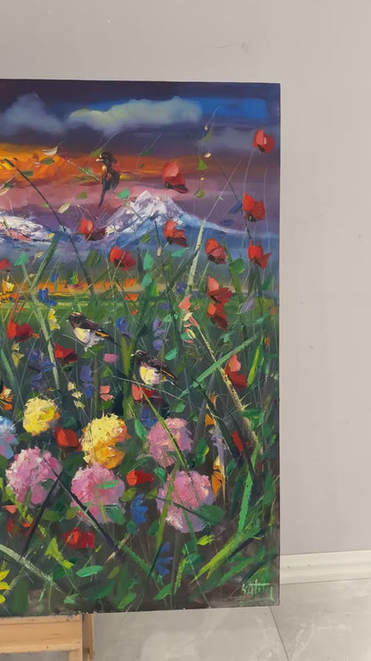 Akşam Vakti Kır Bahçesi Yağlı Boya Tablosu