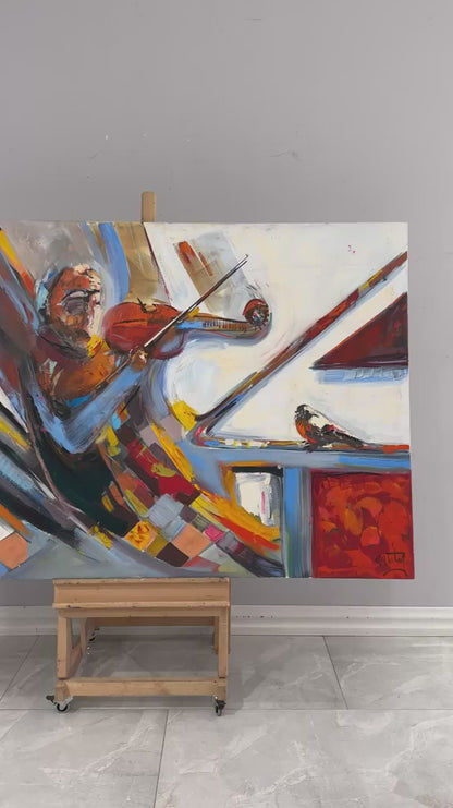 Çal Kemancı Yağlı Boya Tablosu