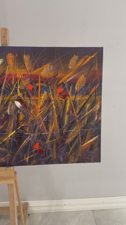 Başaklarda Kuş Sesleri Yağlı Boya Tablosu