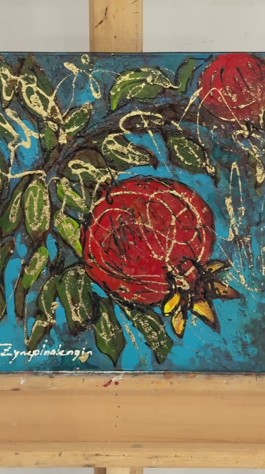 Dalında Narlar Yağlı Boya Tablosu