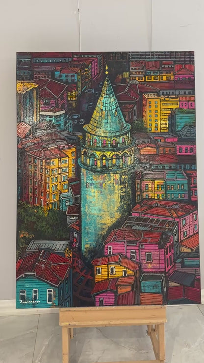 Zaman Yolcusu Galata Yağlı Boya Tablosu