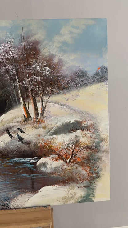 Beyaz Örtü Altındaki Doğa Yağlı Boya Tablosu