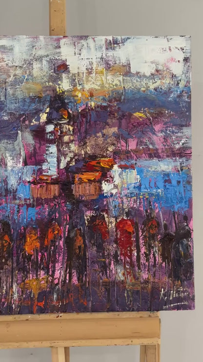 Zamanın Kıyısında Kız Kulesi Yağlı Boya Tablosu