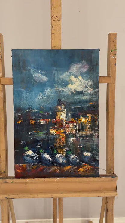 Kız Kulesinin İzleri Yağlı Boya Tablosu