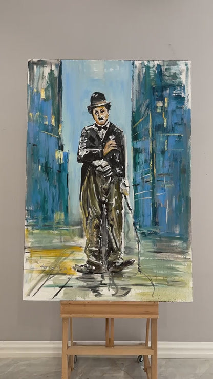 Chaplin'in Sessiz Gözleri Yağlı Boya Tablosu