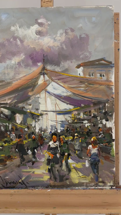Köy Pazarı Yağlı Boya Tablosu