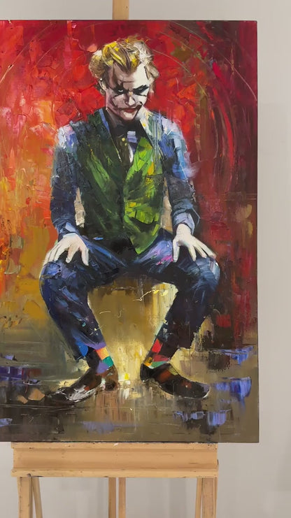 Çılgın Joker Portresi Yağlı Boya Tablosu