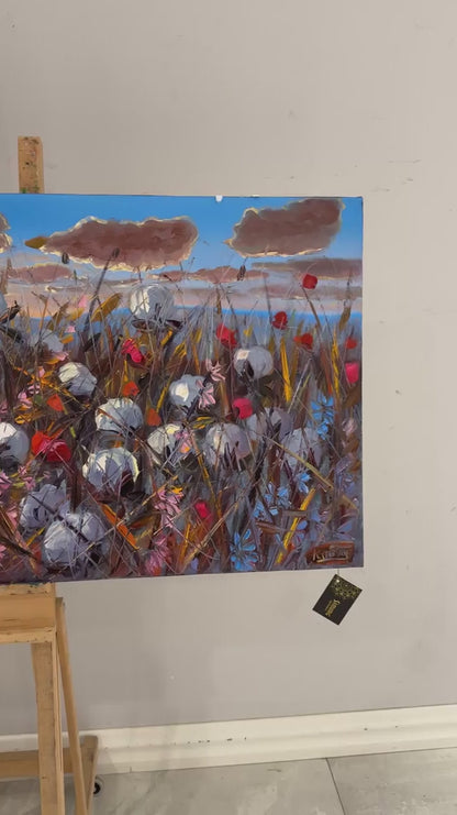 Rüzgarın Topladığı Pamuk Yağlı Boya Tablosu