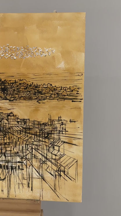 Uzakta Bir Bakış; Galata Yağlı Boya Tablosu