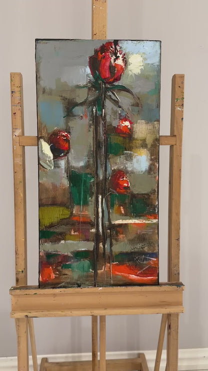 Kırmızı Gül Yağlı Boya Tablosu