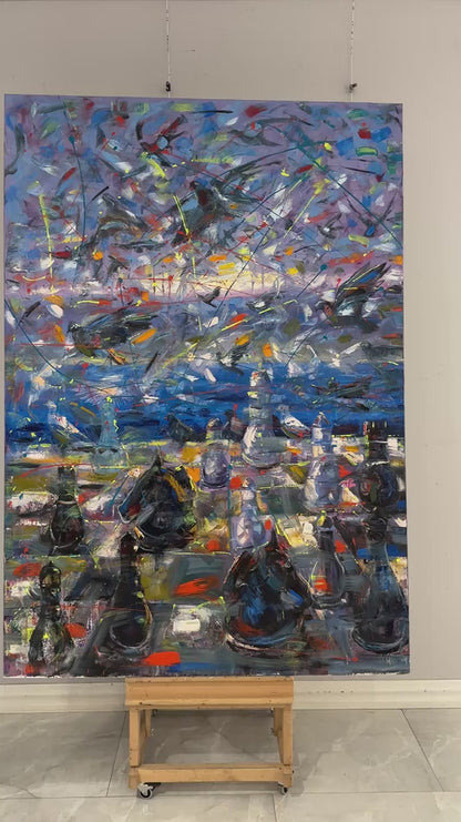 Boğazda Satranç Hamleleri Yağlı Boya Tablosu