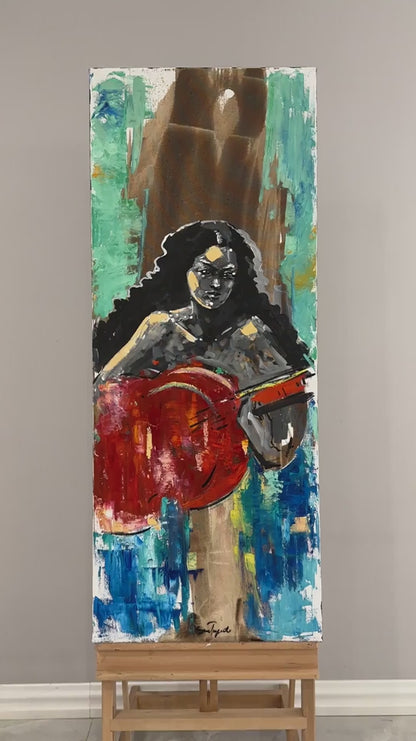 Gitaristin Duygusal Akorları Yağlı Boya Tablosu