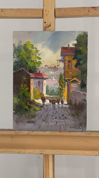 Yokuşta Işık Yağlı Boya Tablosu