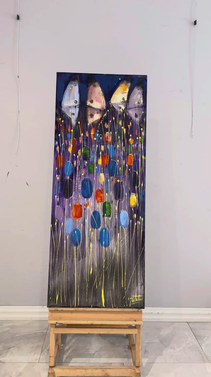 Düşlerde Yalnız Kelebekler Yağlı Boya Tablosu