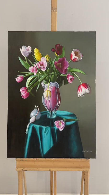 Renkli Çiçeklerin Büyüsü Yağlı Boya Tablosu