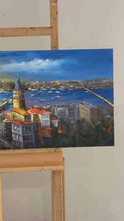 Mavide Kaybolan İstanbul Yağlı Boya Tablosu